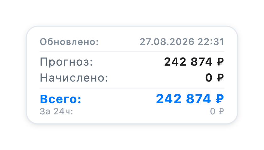 Всплывающая карточка дохода